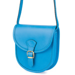Malutka torebka damska skórzana listonoszka - niebieska