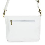 Biała Torebka Listonoszka ze skóry z klapą na suwak