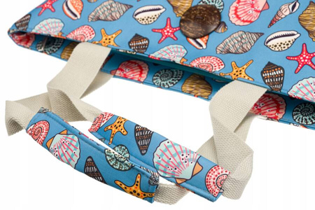 Duża Torebka Damska w Muszle. Kolorowa Torba na lato. Niebieska. A4.