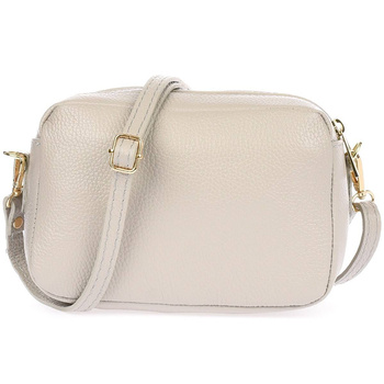 Mała torebka damska na ramię - skóra jasnoszara