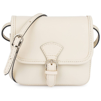 Mała Damska Torebka Skórzana Listonoszka Kremowa Ecru
