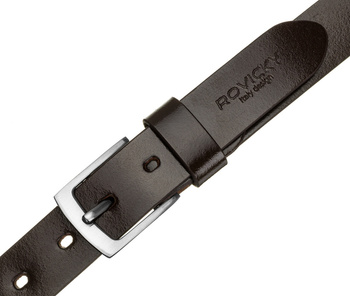 Wąski pasek skórzany do garnituru męskiego Brązowy. Skóra naturalna, licowa