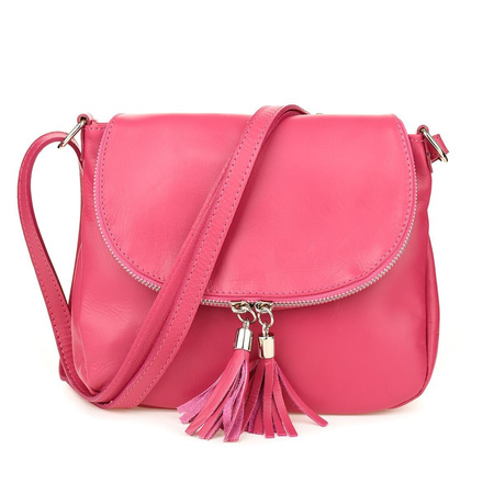 Różowa torebka listonoszka z miękkiej skóry