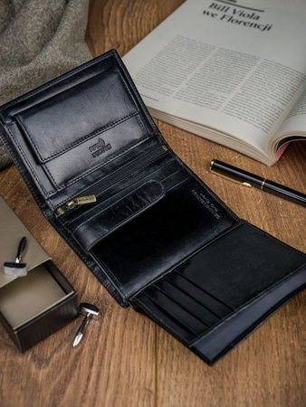 Portfel RFID ze skóry naturalnej pionowy składany Rovicky