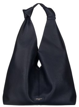 Stylowa duża damska torebka-worek z eko skóry GRANATOWA. A4.