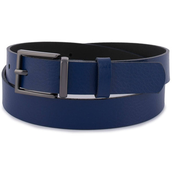 Pasek damski skórzany GRANATOWY. Czarna klamra.