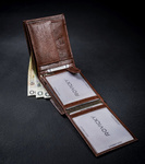 Klasyczny portfel męski poziomy z naturalnej skóry z technologią RFID— Rovicky