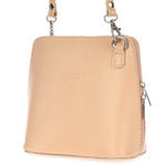 Mała beżowa torebka damska listonoszka skórzana
