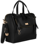 Pojemna, czarna damska torebka listonoszka ze skóry ekologicznej na suwak.