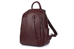 Duży plecak damski skórzany A4 Bordowy Burgund. Kieszenie na suwak. 