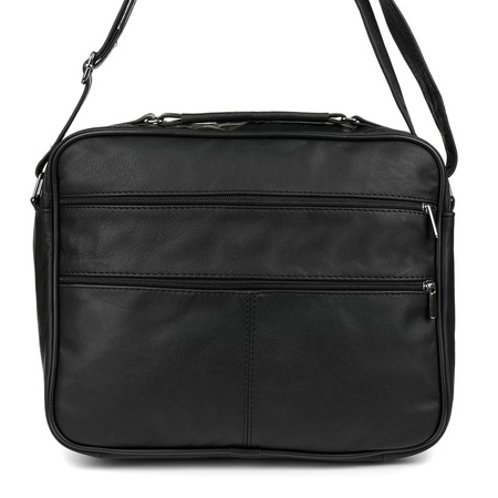 Duża skórzana torba męska do pracy szkoły czarna