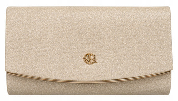 Elegancka złota torebka wieczorowa damska kopertówka na łańcuszku.