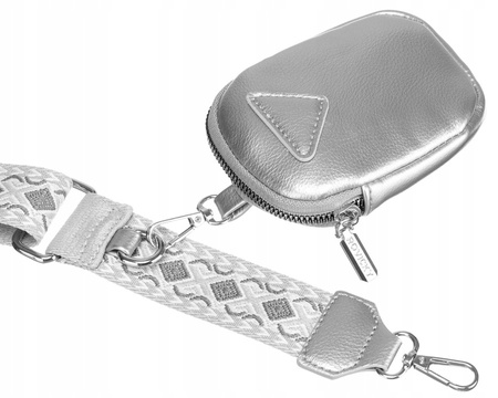 Stylowa mała torebka damska listonoszka eko skóra SREBRNA +portmonetka