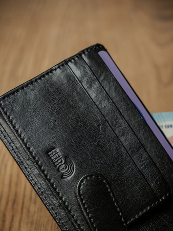 SKÓRZANY PORTFEL MĘSKI Czarny Poziomy SKÓRA RFID