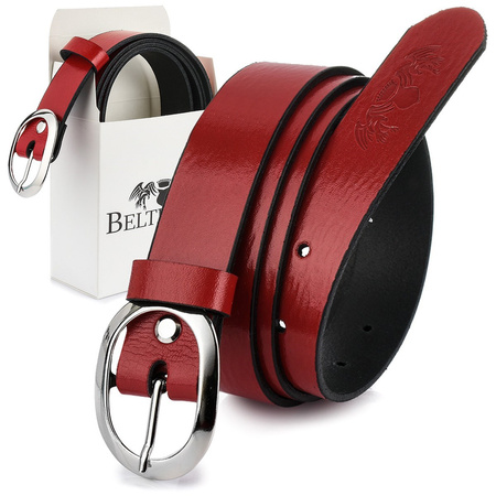 Skórzany pasek damski Beltimore105 cm CZERWONY