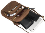 Skórzana torba męska listonoszka na długim pasku - Brązowa
