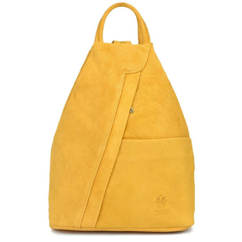 Zamszowy żółty miejski plecak damski Vera Pelle