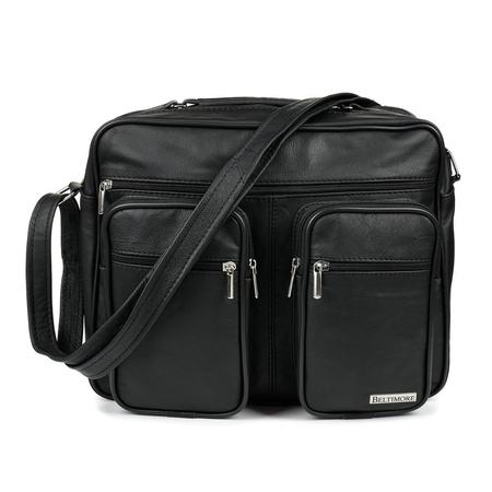 Duża skórzana torba męska do pracy szkoły czarna