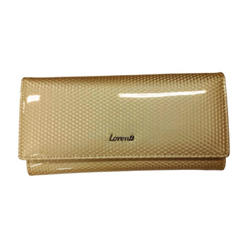 Elegancki Portfel Damski Skórzany lakierowany Beżowy. RFID