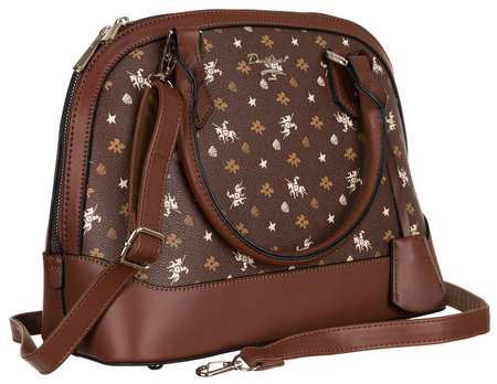 Zgrabny kuferek damski ze skóry ekologicznej we wzorki — David Jones