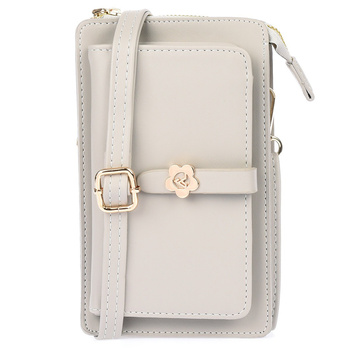 Szara torebka na telefon - mini listonoszka z ekoskóry