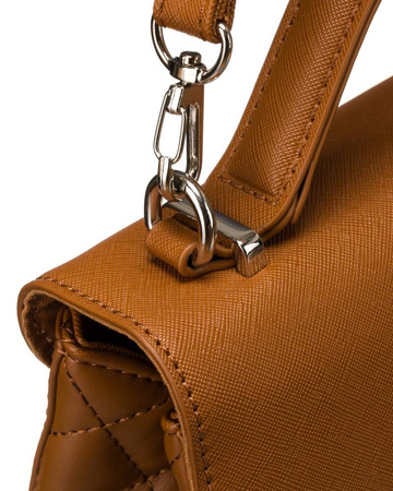 Modna damska listonoszka crossbody z rączką BRĄZOWA torebka z ekoskóry