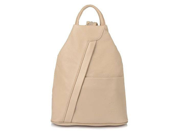 Beżowy skórzany miejski plecak Vera Pelle