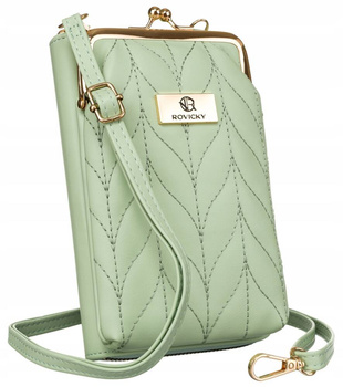 Mini torebka damska na telefon z eko skóry ZIELONA torebka-portfel