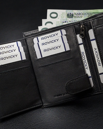 Portfel męski ze skóry naturalnej z praktyczną tylną kieszonką — Loren