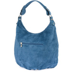 Duża torebka damska na ramię skórzana zamszowa A4. Niebieska