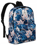 Kolorowy Plecak Duży A4 z kieszeniami. Niebieskie liście
