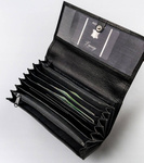 Podłużny, skórzany portfel kelnerski z mnóstwem miejsca na gotówkę — Cavaldi