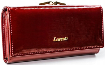Duży Czerwony portfel damski Skórzany ochrona RFID gładki