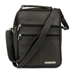 Męska pionowa torba skórzana listonoszka brązowa