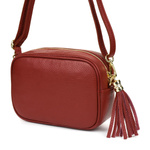 Mała czerwona włoska skórzana listonoszka fredzle