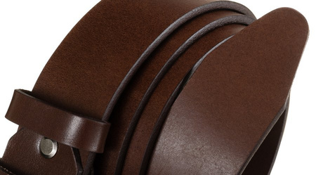 Gładki pasek męski ze skóry naturalnej z matową klamrą — Rovicky