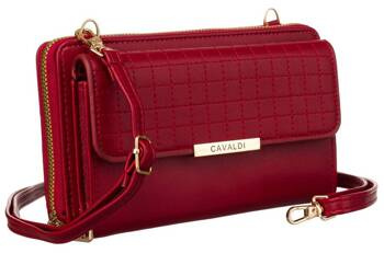 Czerwona Mini torebka na telefon z funkcją portfela