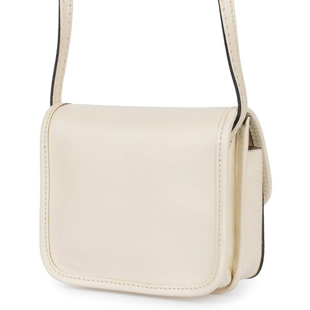Mała Damska Torebka Skórzana Listonoszka Kremowa Ecru