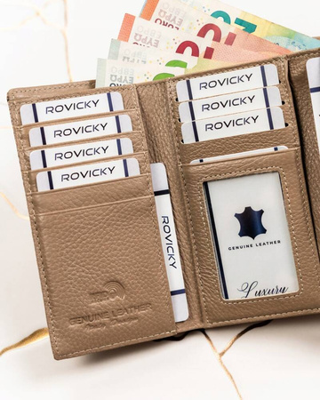 Skórzany portfel damski na bigiel i zatrzask — Lorenti