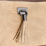 Mała damska torebka wizytowa beżowa listonoszka