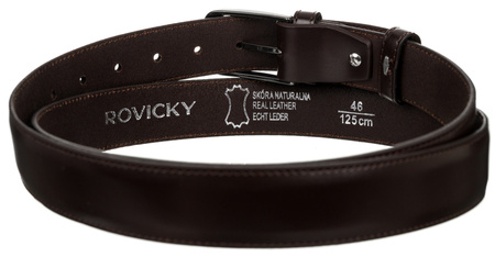 Brązowy pasek męski ze skóry naturalnej licowej — Rovicky