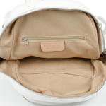 Duży plecak damski skórzany A4 Biały. Kieszenie na suwak.