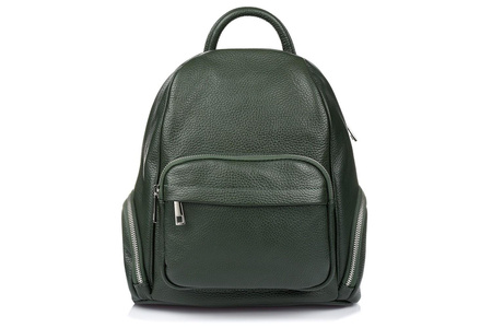 Ciemno- zielony Włoski Plecak Skórzany damski Skóra Naturalna U21