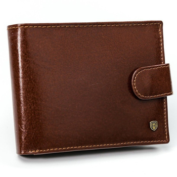 Duży portfel męski ze skóry naturalnej Rovicky. Brązowy