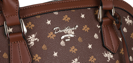 Zgrabny kuferek damski ze skóry ekologicznej we wzorki — David Jones