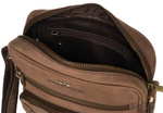 Skórzana torba męska listonoszka na długim pasku - Brązowa