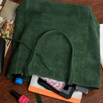 Torebka damska worek z troczkami A4 skórzana zamsz