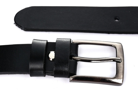 Beltimore skórzany licowy wąski pasek męski czarny