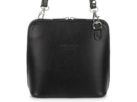 Mała czarna torebka damska listonoszka skóra