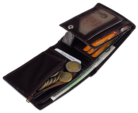 Mały skórzany portfel męski skóra BRĄZOWY